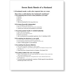 Seven Basic Needs of a Husband – Booklet